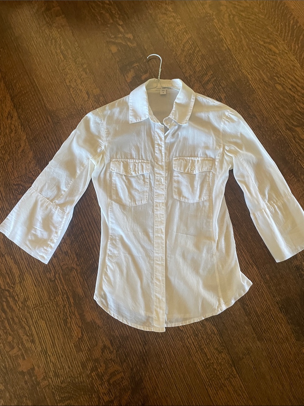 James Perse White Collared Button-Up Shirt